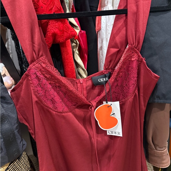 Cider NWT Size L Burgundy sweetheart, slip mini dress - Picture 9 of 11